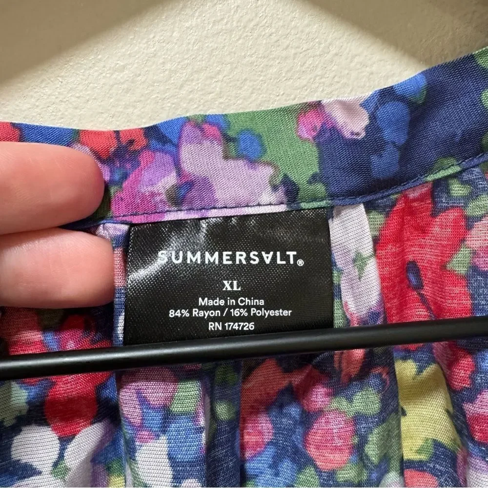 Summersalt The Tie Neck Dress Painted Meadows sz XL